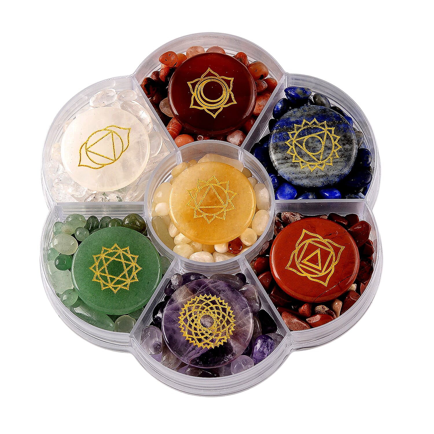 Close Out Deal- Set of 2 - Multi Gemstones Seven Chakra Healing Stones and  Stretchable Bracelet (Size - 7.5) &  780.00 Ct.