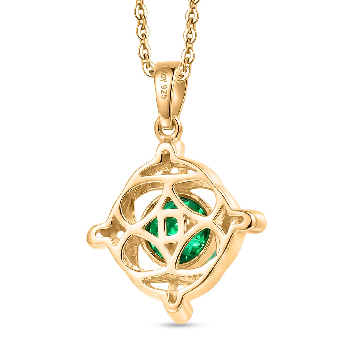 D'Joy - Peacock Triplet Quartz & White Zircon Pendant with Chain (Size 20) in Yellow Gold Plated Sterling Silver 1.56 Ct.