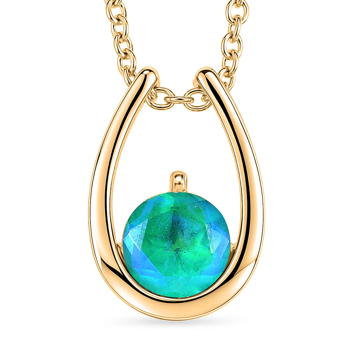 D'Joy - Peacock Triplet Quartz Pendant in Yellow Gold Plated Sterling Silver with Chain (Size 20) 1.50 Ct.