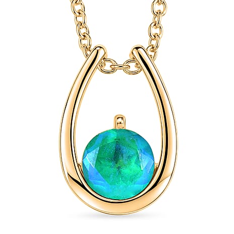 D'Joy - Peacock Triplet Quartz Pendant in Yellow Gold Plated Sterling Silver with Chain (Size 20) 1.50 Ct.