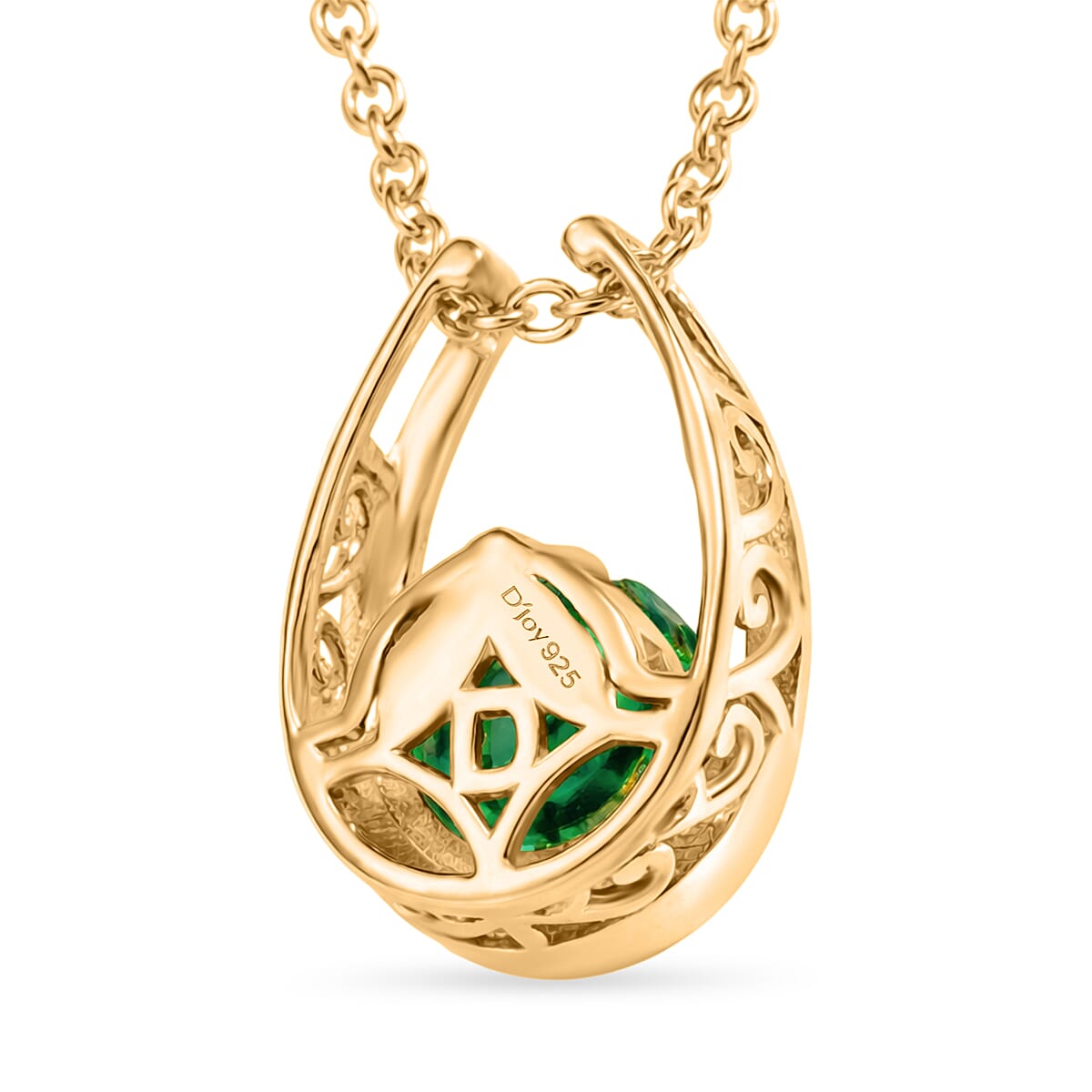 D'Joy - Peacock Triplet Quartz Pendant in Yellow Gold Plated Sterling Silver with Chain (Size 20) 1.50 Ct.