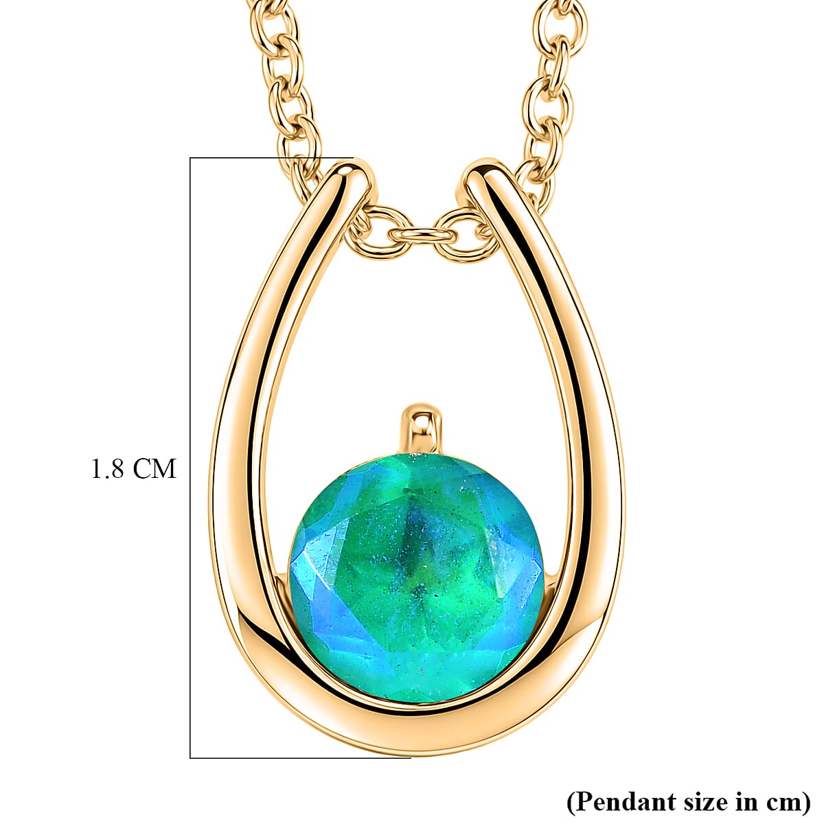 D'Joy - Peacock Triplet Quartz Pendant in Yellow Gold Plated Sterling Silver with Chain (Size 20) 1.50 Ct.