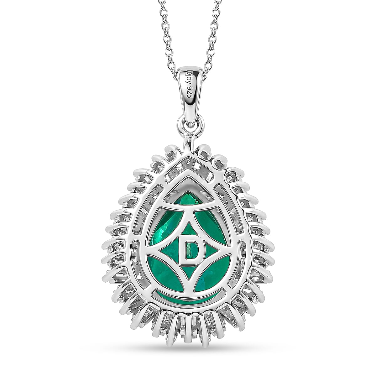 D'Joy - Peacock Triplet Quartz & Moissanite Pendant with Chain (Size 20) in Rhodium Overlay Sterling Silver 6.60 Ct.