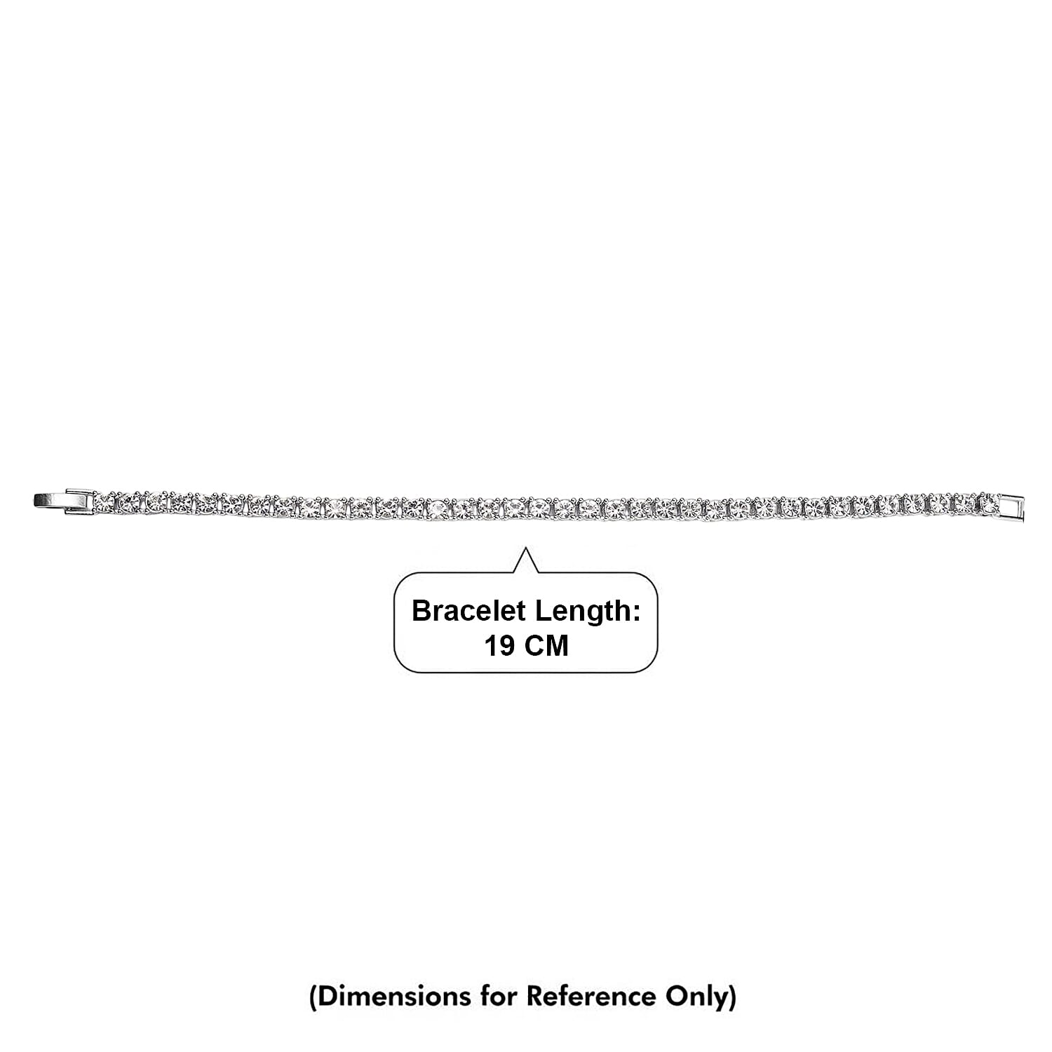 Set of 2 - White Crystal Necklace (Size - 20) & Tennis Bracelet (Size - 7.5) in Silver Tone