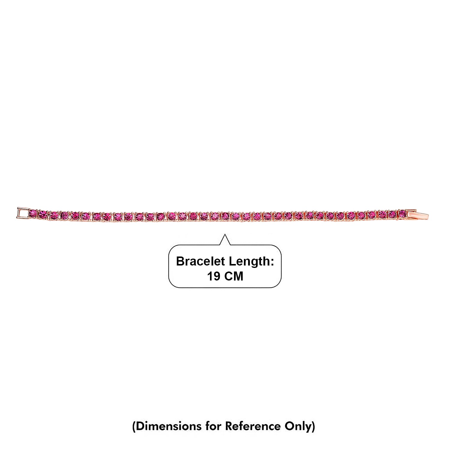 Set of 2 - Fuchsia Crystal Necklace (Size - 20) & Tennis Bracelet (Size - 7.5) in Rose Gold Tone