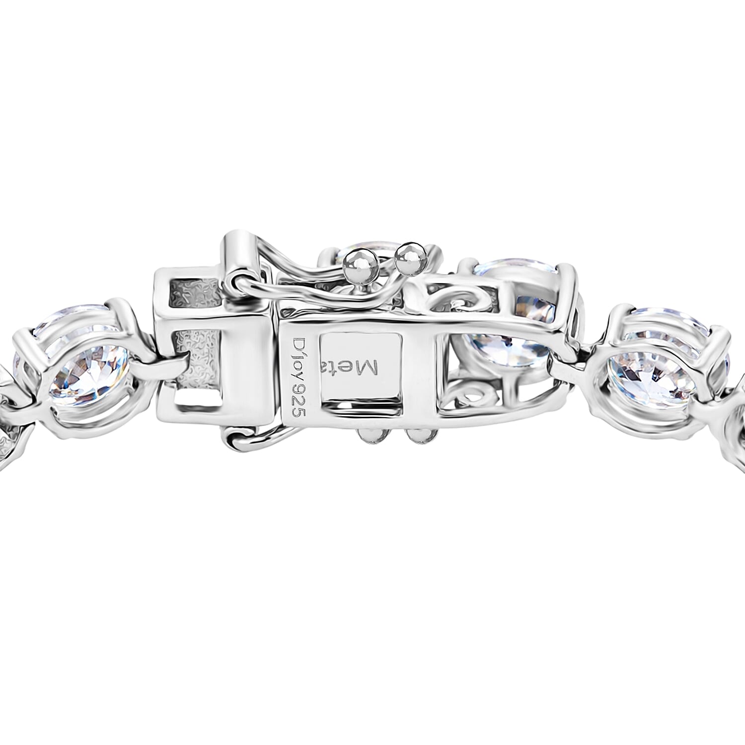 LIVE FROM JAIPUR EXLCLUSIVE - Set of 2 - D'Joy Moissanite Solitaire Stud Push Post Earring & Bracelet (Size - 7) in Rhodium Overlay Sterling Silver 22.80 Ct, Silver Wt. 10.47 Gms