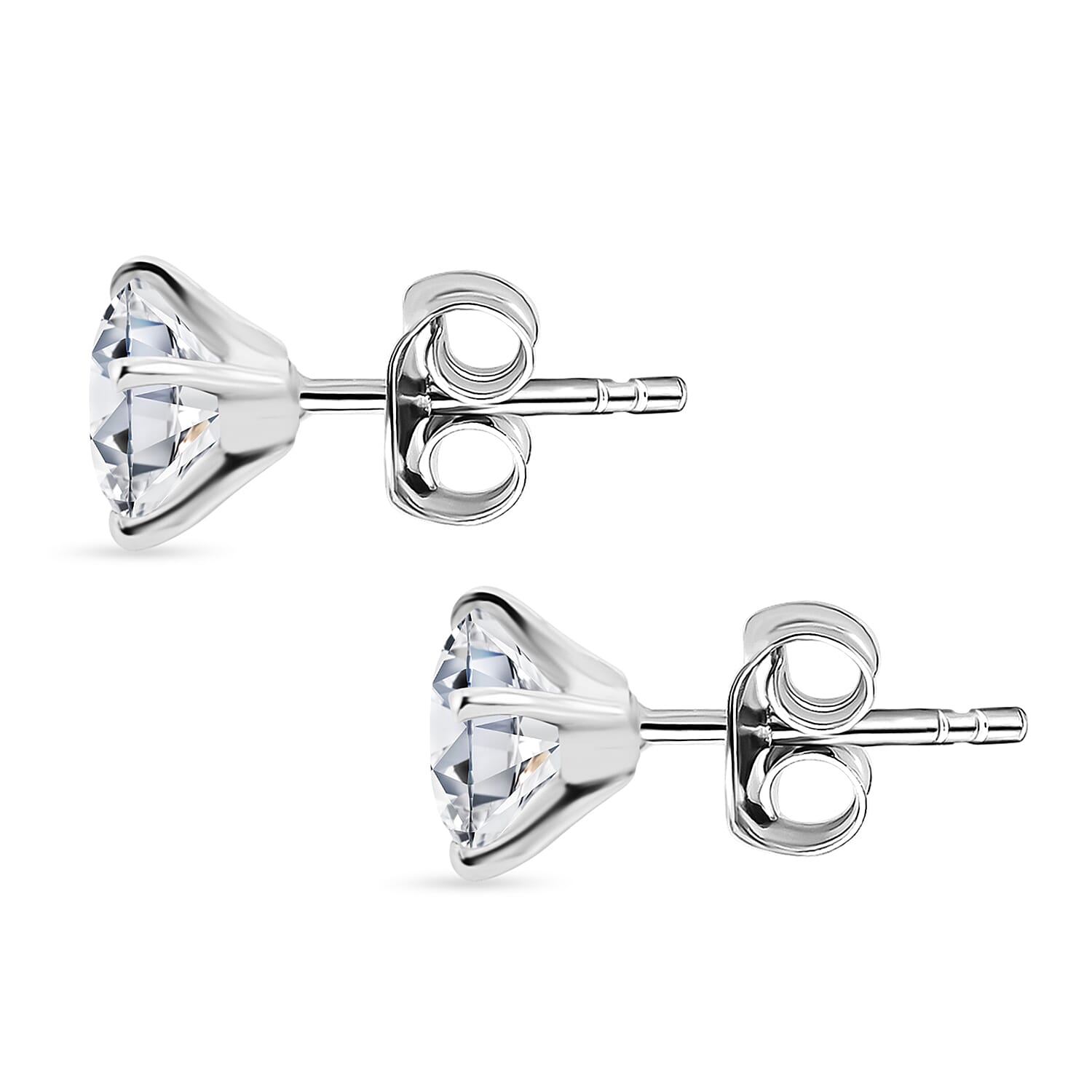 TJC EXLCLUSIVE - Set of 2 - D'Joy Moissanite Solitaire Stud Push Post Earring & Bracelet (Size - 7) in Rhodium Overlay Sterling Silver 22.80 Ct, Silver Wt. 10.47 Gms
