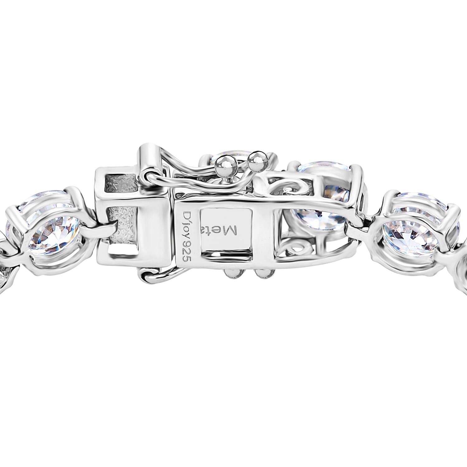 TJC EXLCLUSIVE - Set of 2 - D'Joy Moissanite Solitaire Stud Push Post Earring & Bracelet (Size - 7) in Rhodium Overlay Sterling Silver 22.80 Ct, Silver Wt. 10.47 Gms