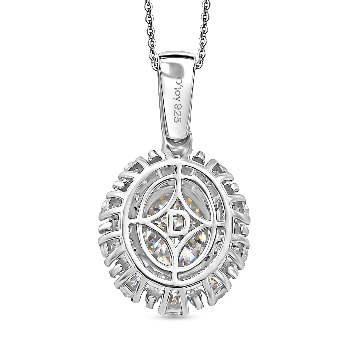 D'Joy - Moissanite Pendant with Chain (Size 20) in Rhodium Overlay Sterling Silver 2.71 Ct.