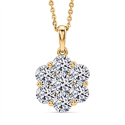 LUXURIANT 2 Ct. Lab Grown Diamond Pressure Set Pendant with Chain (Size 20) in 18K Vermeil Yellow Gold Plated Sterling Silver (SI-G-H)