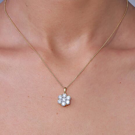 Luxuriant - Lab Grown Diamond (SI-G-H) ) Pressure Set Pendant with Chain (Size 20) in 18K Vermeil Yellow Gold Plated Sterling Silver 2.00 Ct.