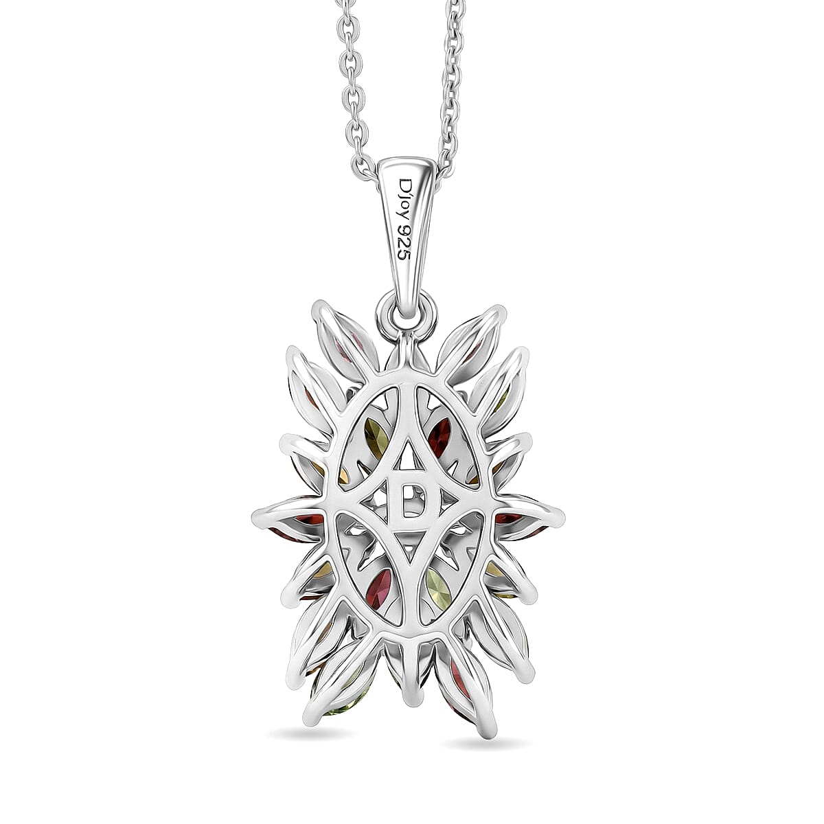 D'Joy - Multi-Tourmaline Pendant with Chain (Size 20) in Rhodium Overlay Sterling Silver 1.66 Ct.