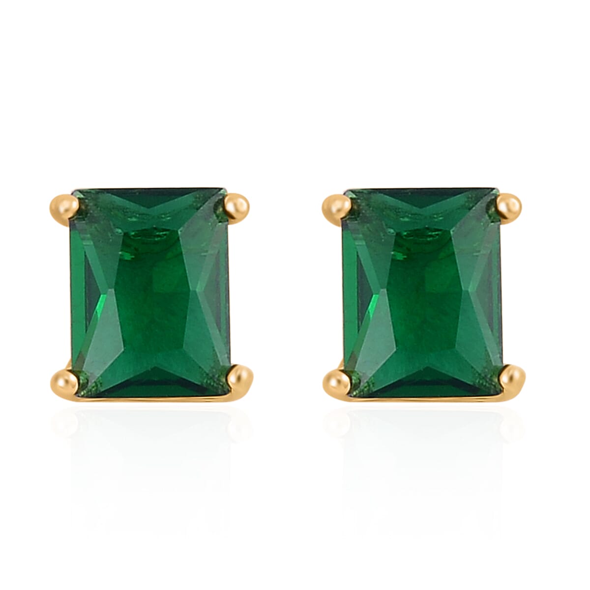 Set of 3 - Green Cubic Zirconia Bracelet (Size - 7), Push Back Earring & Pendant with Chain (Size 20-2 Ext) in Yellow Gold Tone 8.20 Ct.