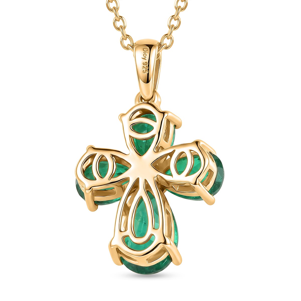 D'Joy - Peacock Triplet Quartz Pendant in Yellow Gold Plated Sterling Silver with Chain (Size 20) 3.73 Ct.