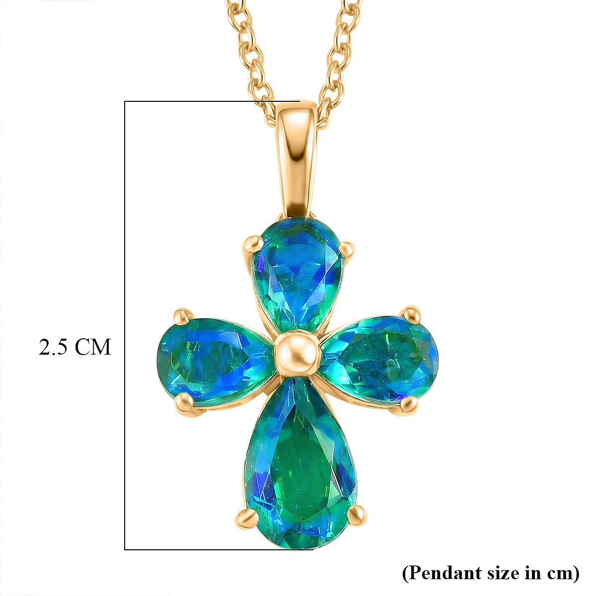 D'Joy - Peacock Triplet Quartz Pendant in Yellow Gold Plated Sterling Silver with Chain (Size 20) 3.73 Ct.