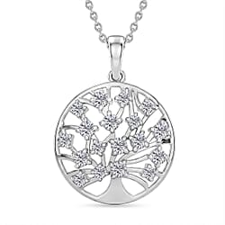 D'Joy - Moissanite Pendant with Chain (Size 20) in Platinum Overlay Sterling Silver