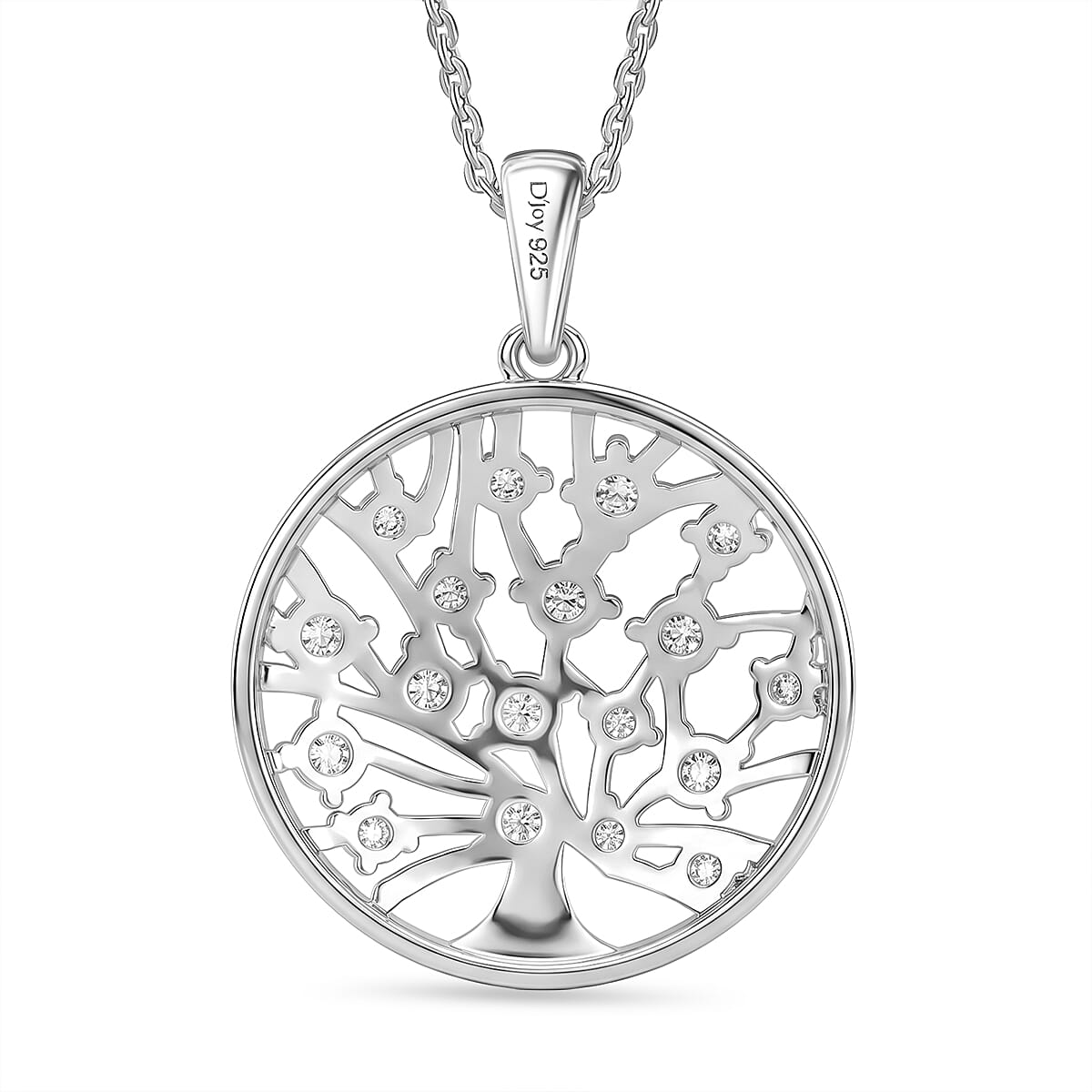 D'Joy - Moissanite Pendant with Chain (Size 20) in Platinum Overlay Sterling Silver