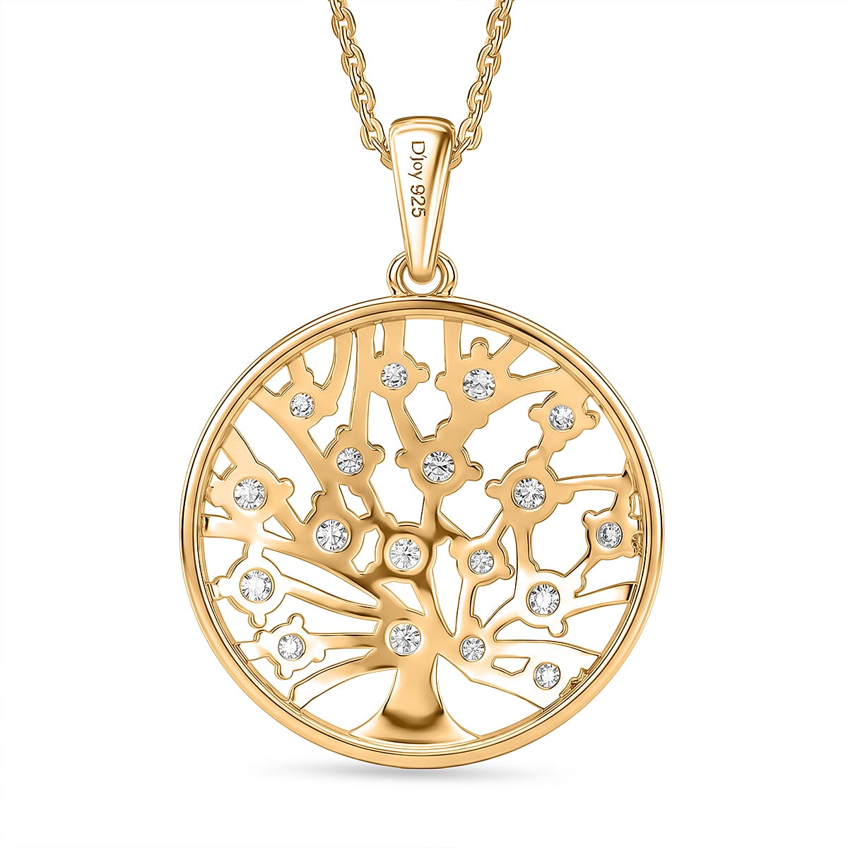 D'Joy - Moissanite Pendant with Chain (Size 20) in Yellow Gold Plated Sterling Silver