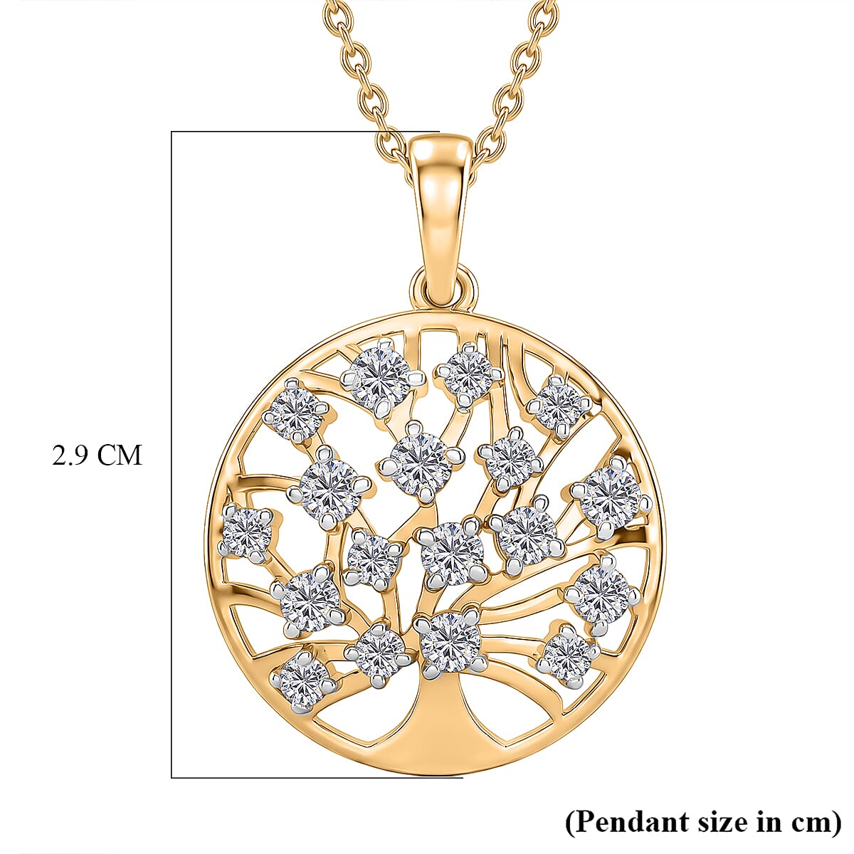 D'Joy - Moissanite Pendant with Chain (Size 20) in Yellow Gold Plated Sterling Silver
