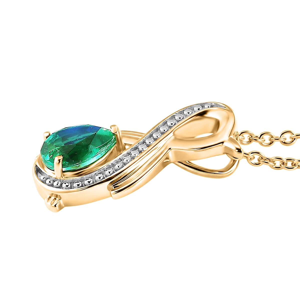 D'Joy - Peacock Triplet Quartz Pendant in Yellow Gold Plated Sterling Silver with Chain (Size 20) 1.11 Ct.