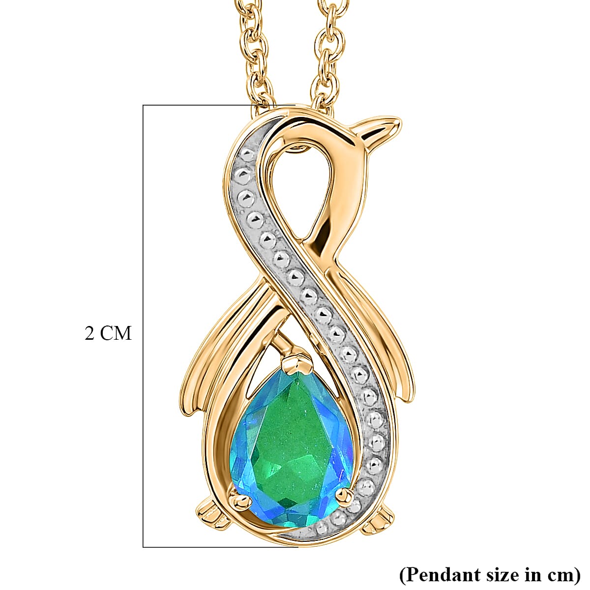 D'Joy - Peacock Triplet Quartz Pendant in Yellow Gold Plated Sterling Silver with Chain (Size 20) 1.11 Ct.