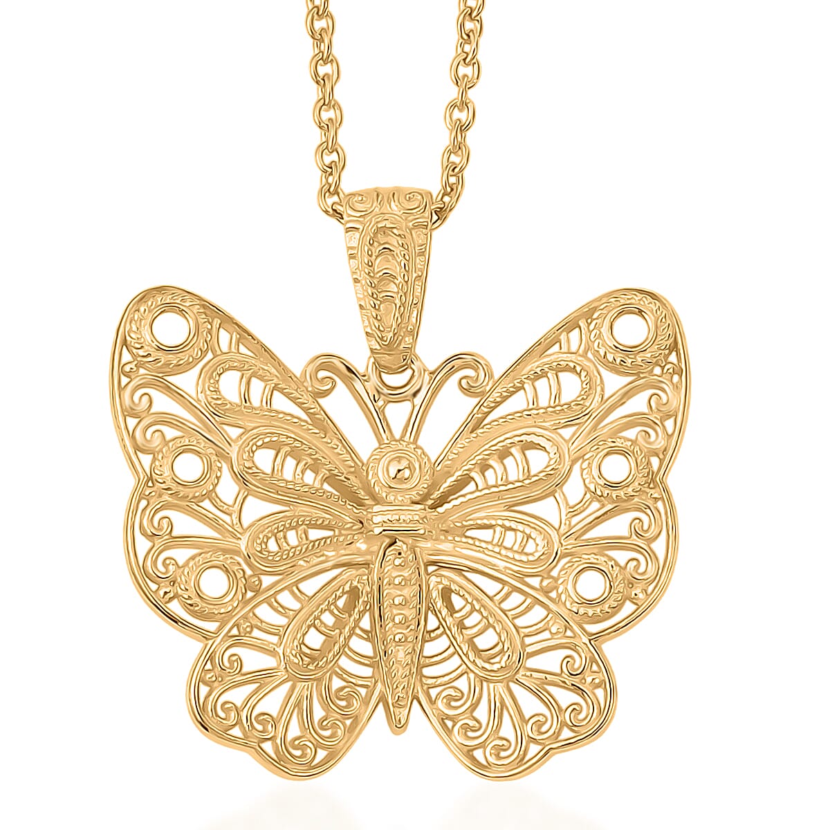 Bronzella Collection - EverTrue Butterfly Pendant with Chain (Size 20) in 18K Gold Plating