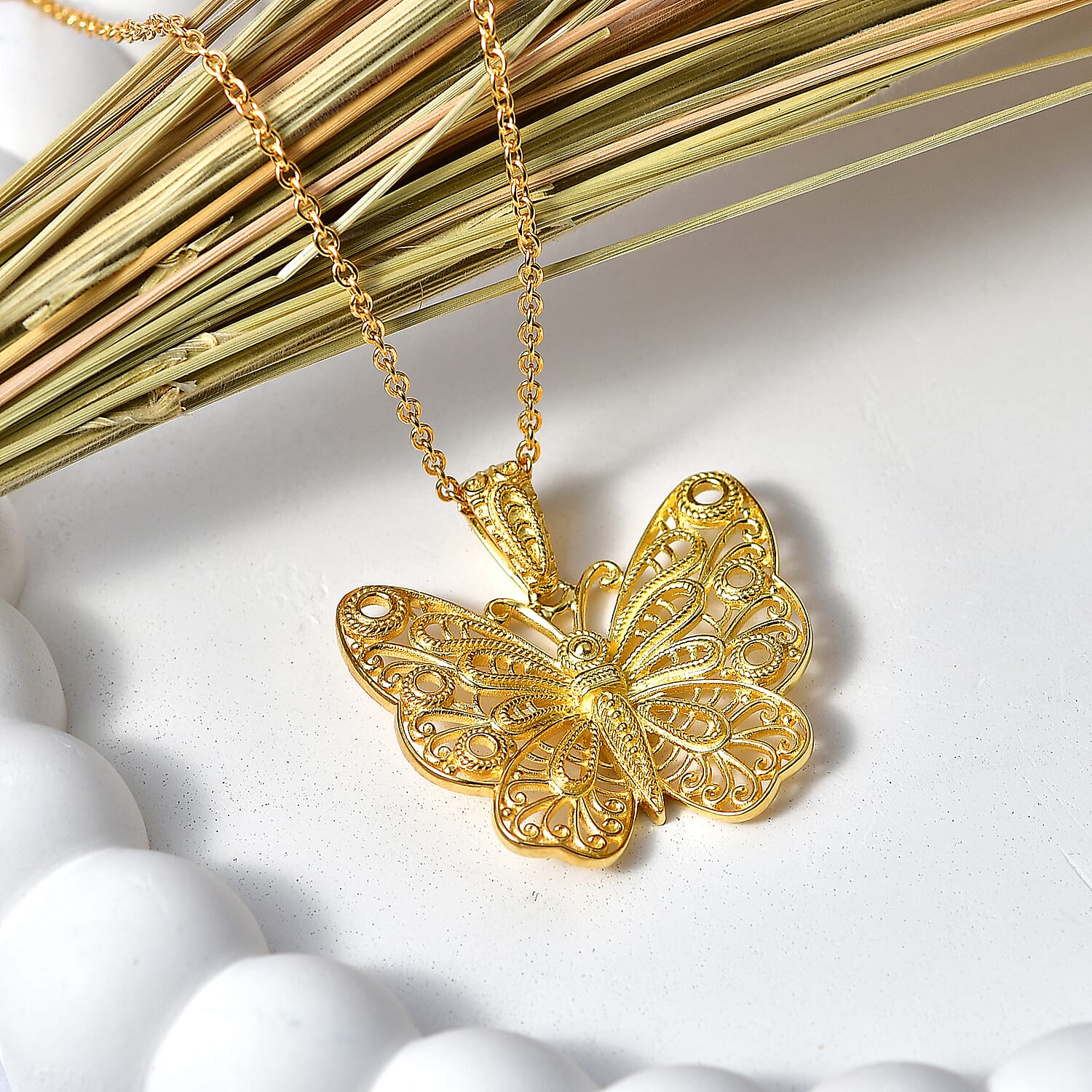 Bronzella Collection - EverTrue Butterfly Pendant with Chain (Size 20) in 18K Gold Plating