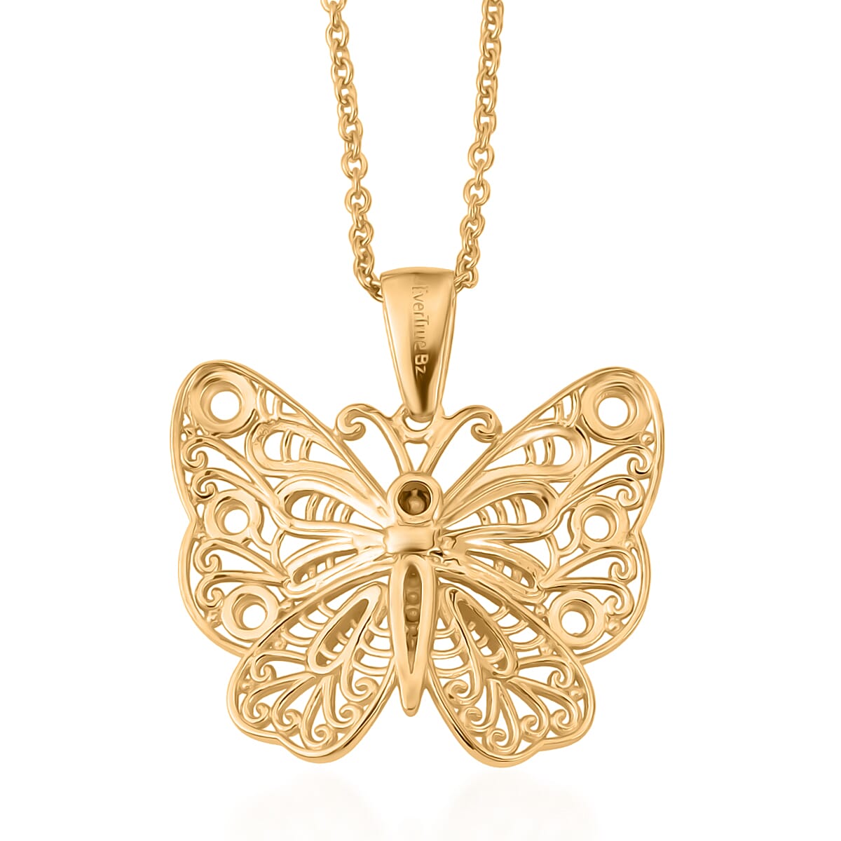 Bronzella Collection - EverTrue Butterfly Pendant with Chain (Size 20) in 18K Gold Plating