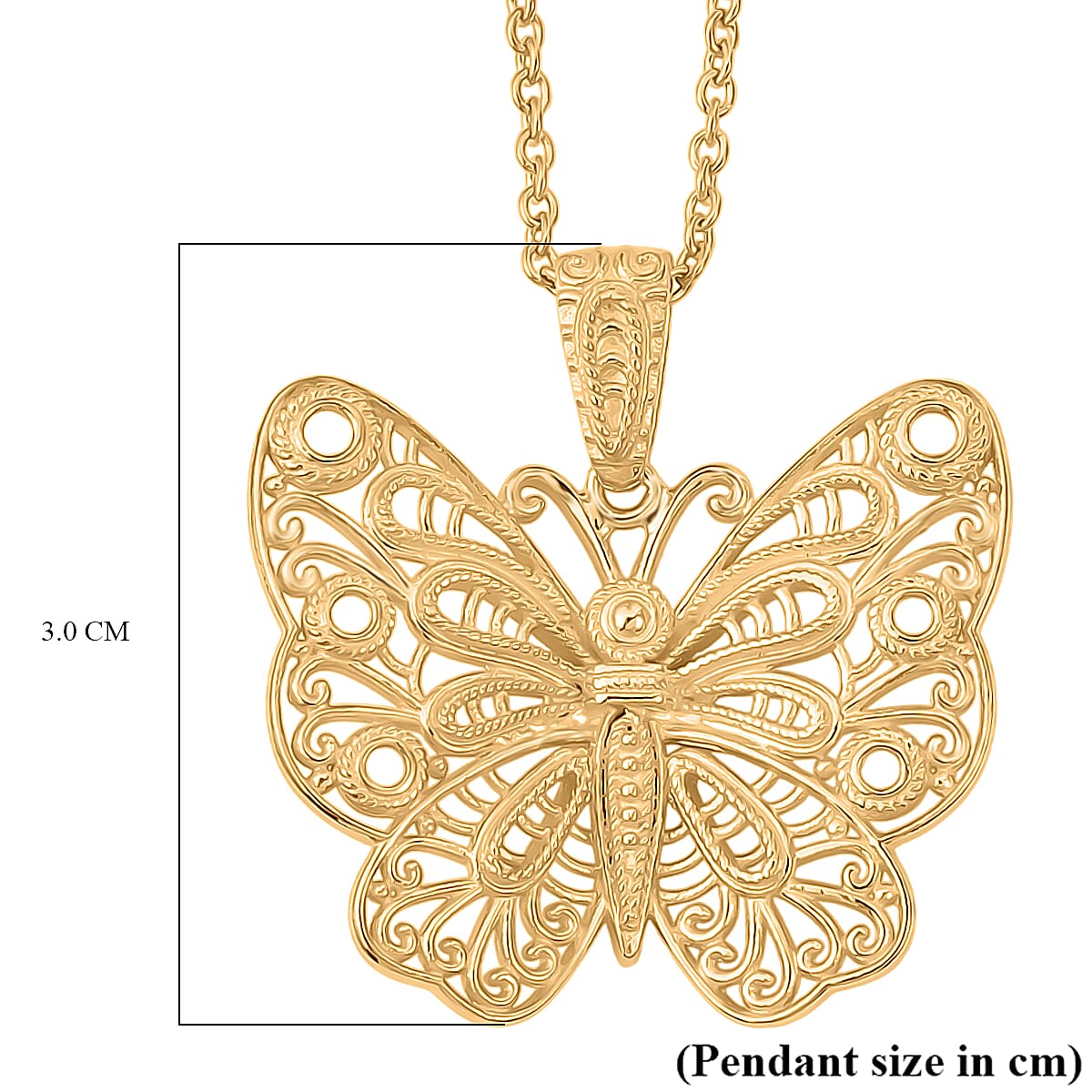 Bronzella Collection - EverTrue Butterfly Pendant with Chain (Size 20) in 18K Gold Plating