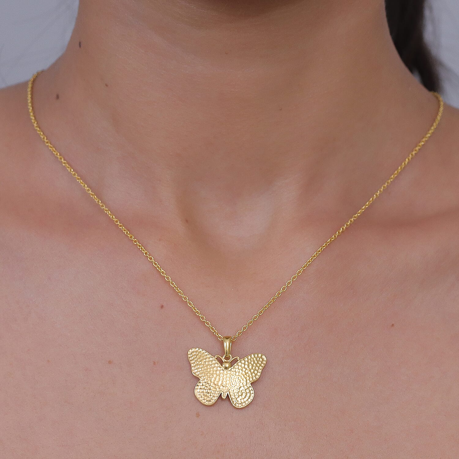 Bronzella Collection - EverTrue Butterfly Pendant with Chain (Size 20) in 18K Gold Plating