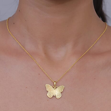 EverTrue Bronzella Collection - Butterfly Pendant with Chain (Size 20) in 18K Gold Plating