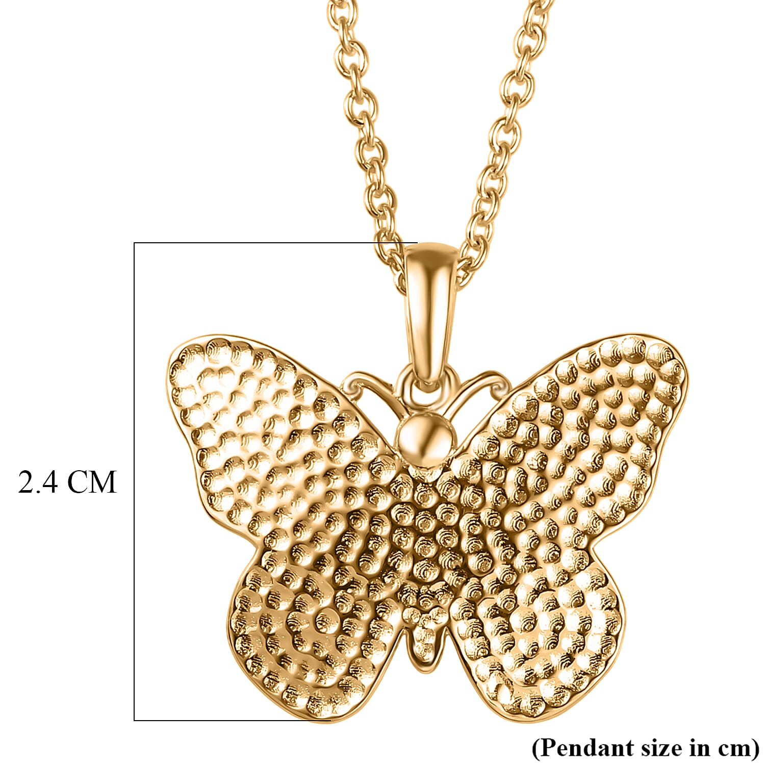 Bronzella Collection - EverTrue Butterfly Pendant with Chain (Size 20) in 18K Gold Plating
