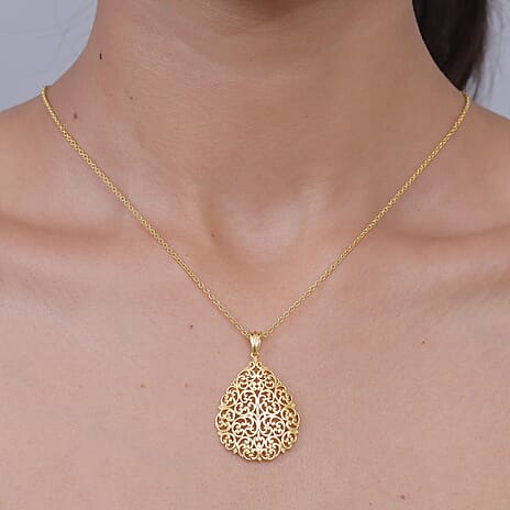 Bronzella Collection - EverTrue Filigree Pendant with Chain (Size 20) in 18K Gold Plating