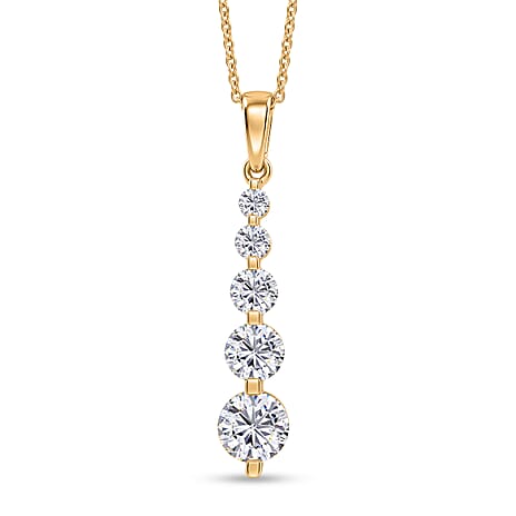 D'Joy - Moissanite 5 Stone Journey Pendant with Chain (Size 20) in Yellow Gold Plated Sterling Silver