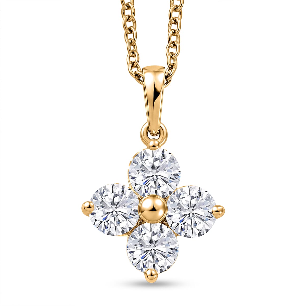 D'Joy - Moissanite Pendant with Chain (Size 20) in Yellow Gold Tone 1.80 Ct.