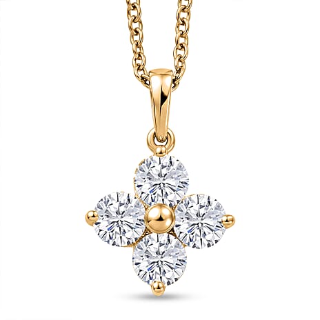 D'Joy - Moissanite Pendant with Chain (Size 20) in Yellow Gold Tone 1.80 Ct.
