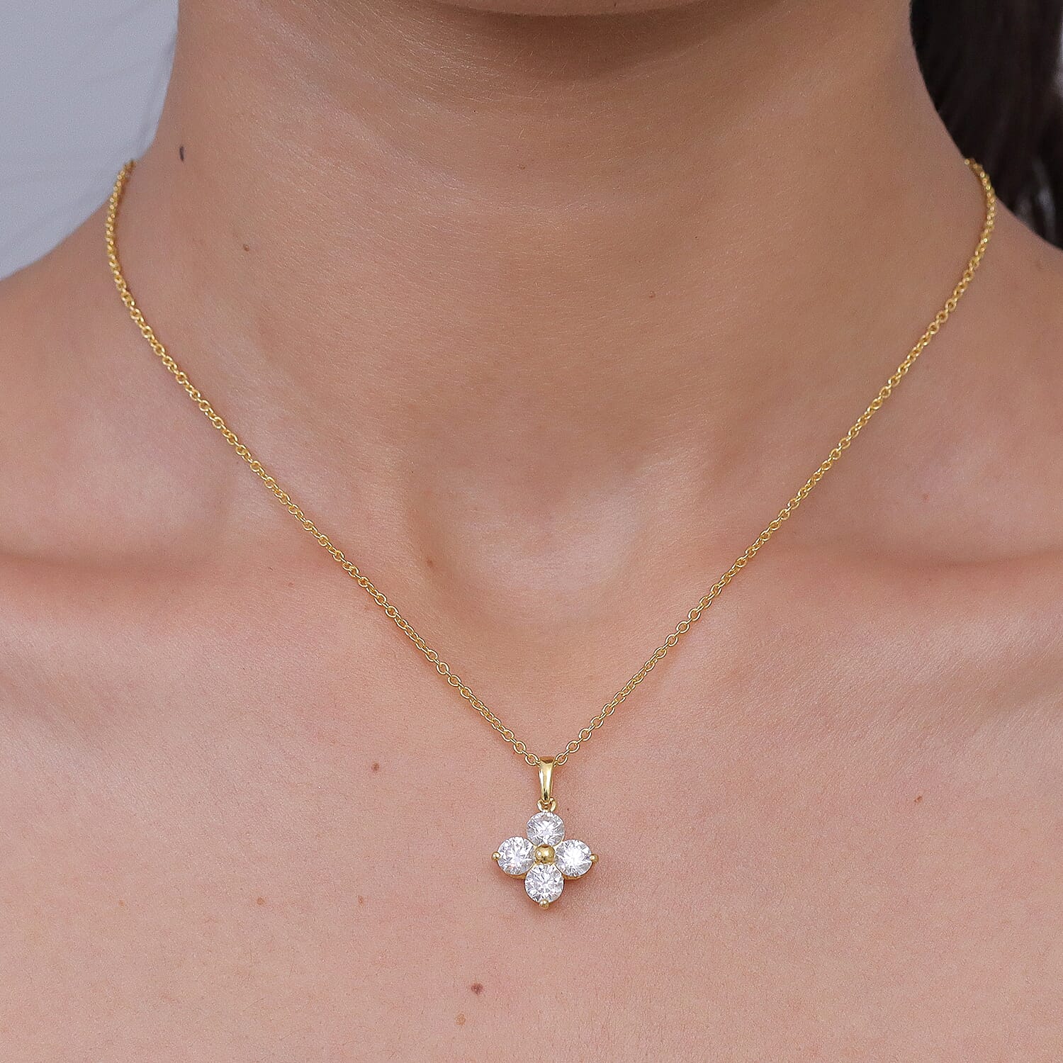 D'Joy - Moissanite Pendant with Chain (Size 20) in Yellow Gold Tone 1.80 Ct.