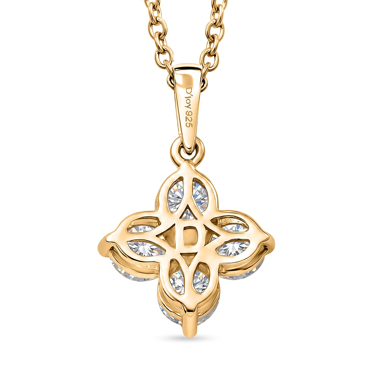 D'Joy - Moissanite Pendant with Chain (Size 20) in Yellow Gold Tone 1.80 Ct.