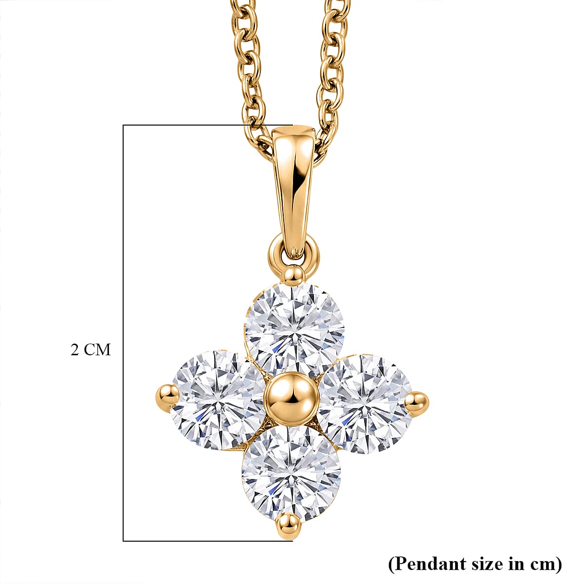 D'Joy - Moissanite Pendant with Chain (Size 20) in Yellow Gold Tone 1.80 Ct.