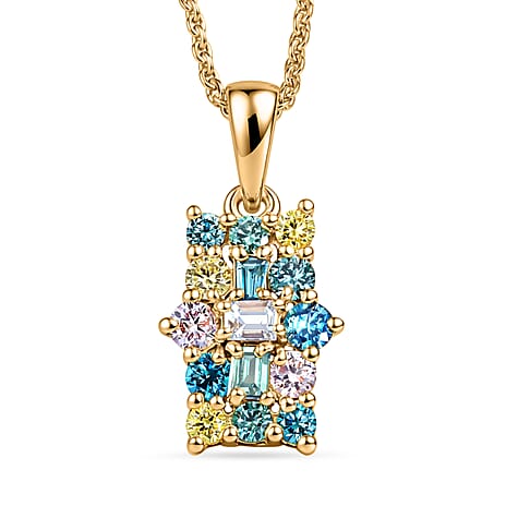 Luxuriant SI-G-H Lab Grown Mult Diamond Cluster Pendant with Chain (Size 20) in 18K Vermeil Yellow Gold Plated Sterling Silver 0.50 Ct