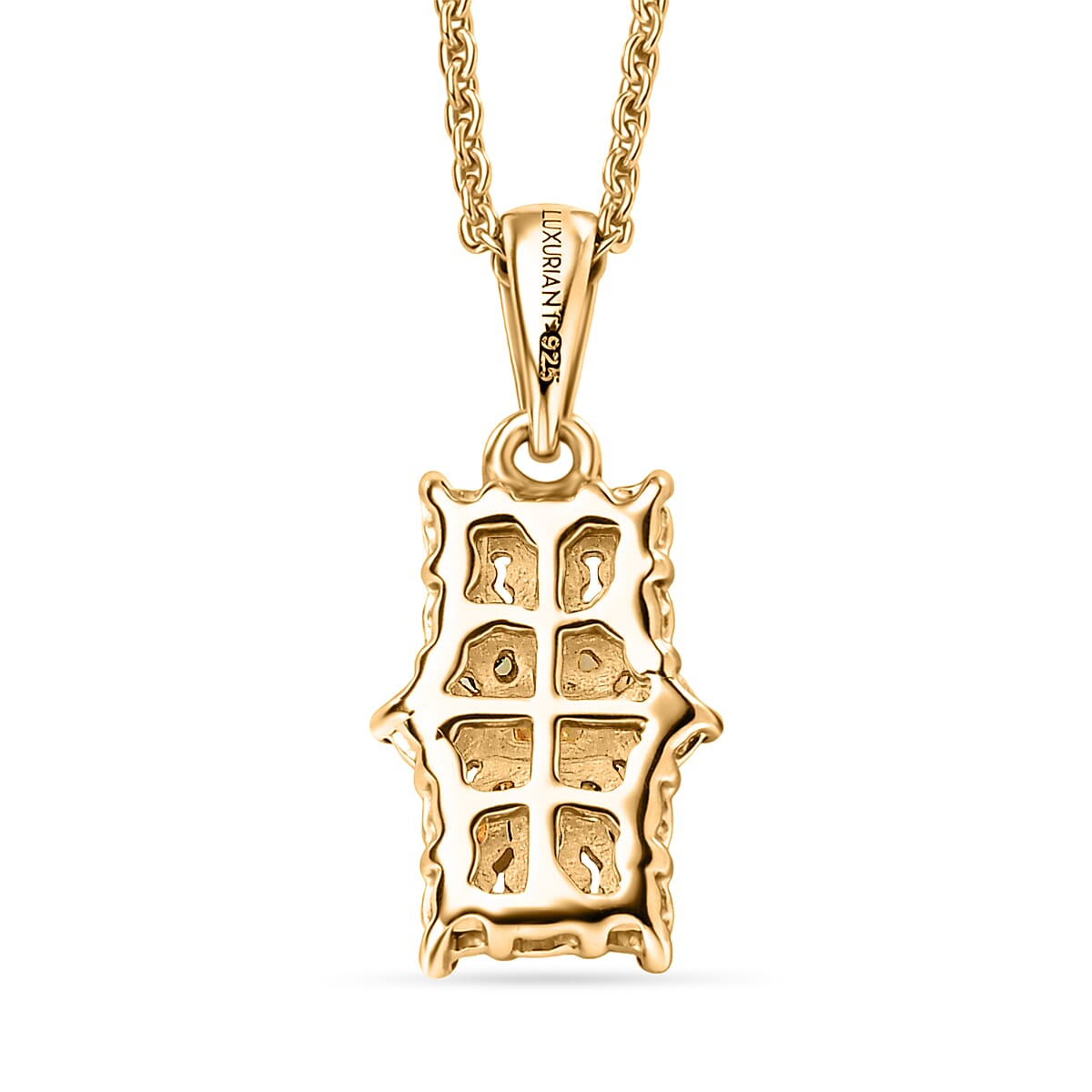 Luxuriant SI-G-H Lab Grown Mult Diamond Cluster Pendant with Chain (Size 20) in 18K Vermeil Yellow Gold Plated Sterling Silver 0.50 Ct