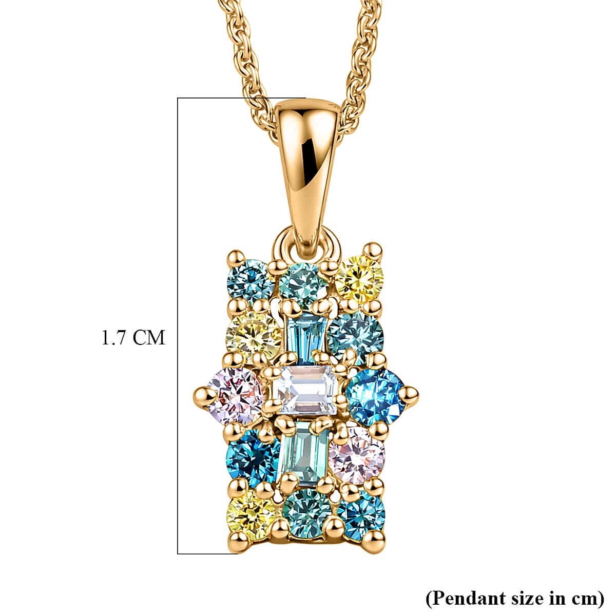 Luxuriant SI-G-H Lab Grown Mult Diamond Cluster Pendant with Chain (Size 20) in 18K Vermeil Yellow Gold Plated Sterling Silver 0.50 Ct