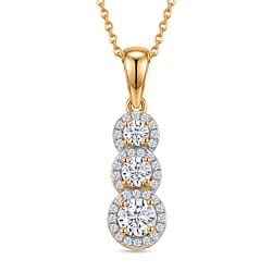 Royal Bali Collection - D'Joy Moissanite Pendant with Chain (Size 20) in 18K Vermeil Yellow Gold Plated Sterling Silver