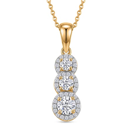 Royal Bali Collection - D'Joy Moissanite Pendant with Chain (Size 20) in 18K Vermeil Yellow Gold Plated Sterling Silver