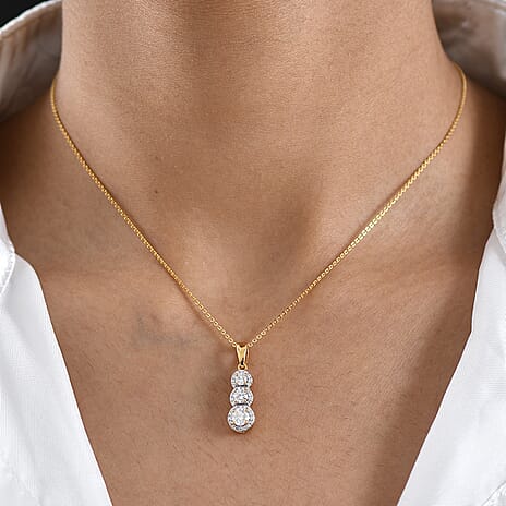 Royal Bali Collection - D'Joy Moissanite Pendant with Chain (Size 20) in 18K Vermeil Yellow Gold Plated Sterling Silver