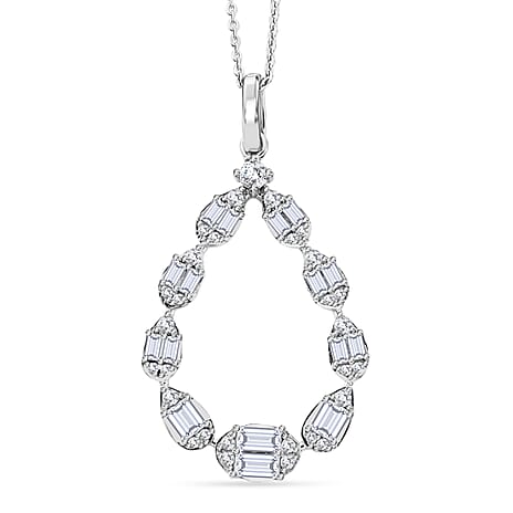 D'Joy - Moissanite Pendant with Chain (Size 20) in Rhodium Overlay Sterling Silver 1.16 Ct.