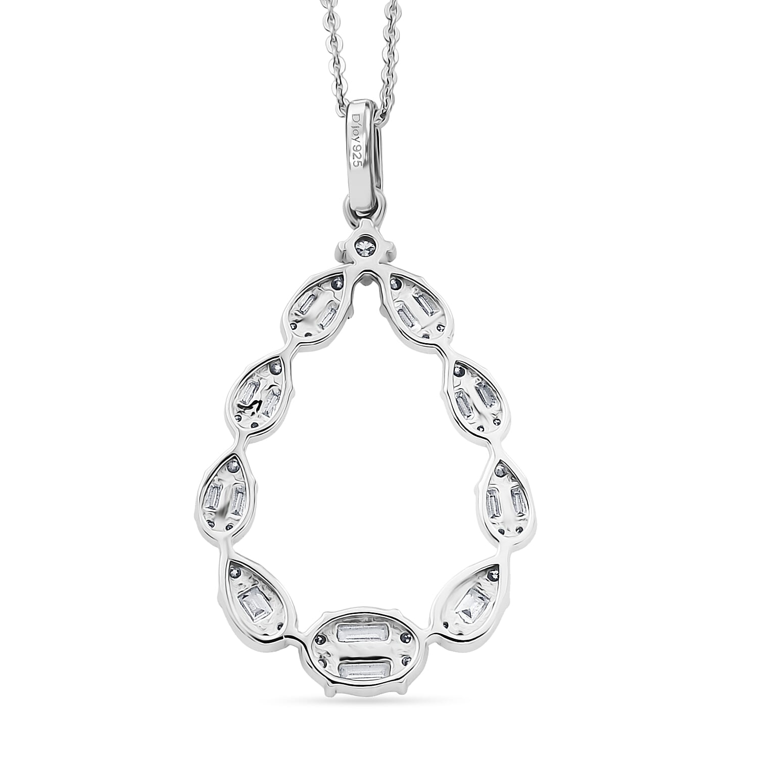 D'Joy - Moissanite Pendant with Chain (Size 20) in Rhodium Overlay Sterling Silver 1.16 Ct.