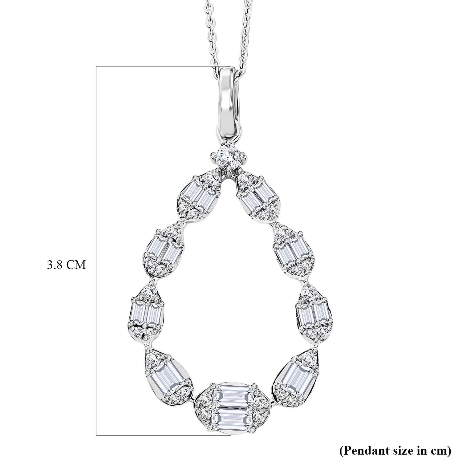 D'Joy - Moissanite Pendant with Chain (Size 20) in Rhodium Overlay Sterling Silver 1.16 Ct.