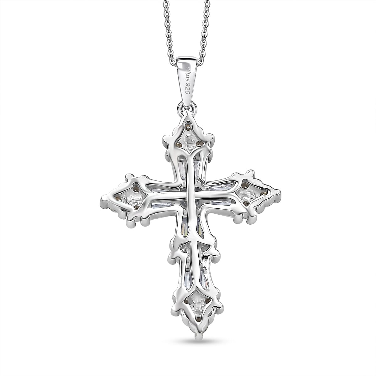 D'Joy - Moissanite Pendant with Chain (Size 20) in Platinum Overlay Sterling Silver