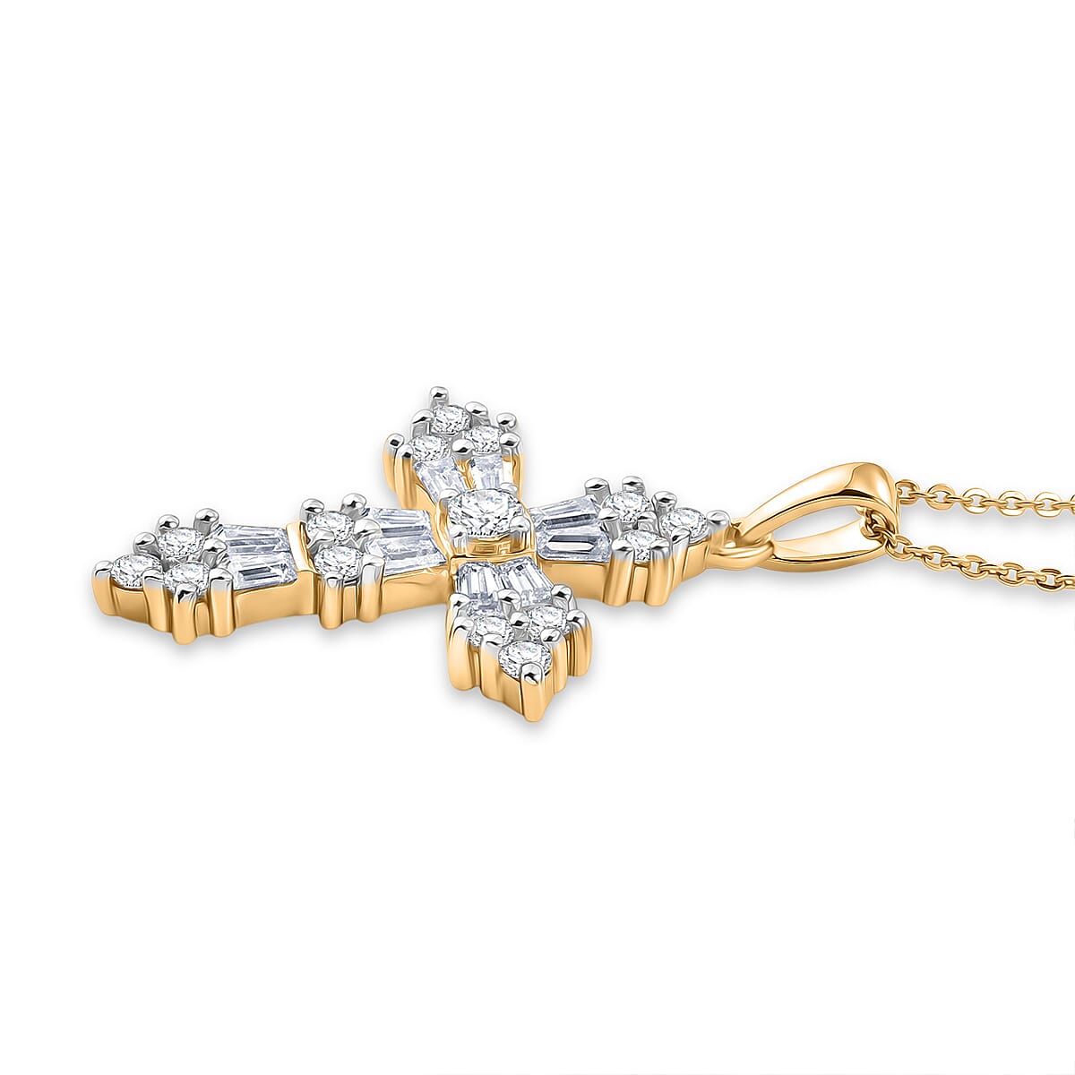 D'Joy - Moissanite Pendant with Chain (Size 20) in Yellow Gold Plated Sterling Silver 1.20 Ct